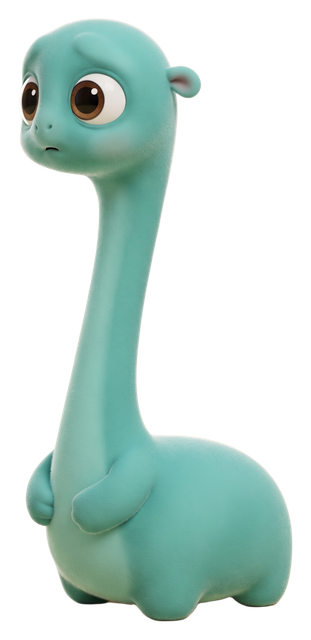 Pip, a tiny teal Snorp with a long, long neck