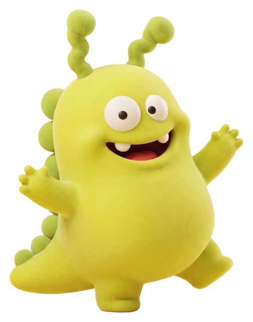 Zizz, a bright green Snorp with two bobbly stalks
